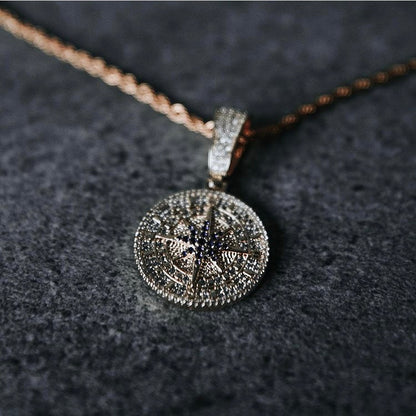 PENDANT ICED COMPASS – 18K GOLD PLATED – TS JEWELS PREMIUM COLLECTION