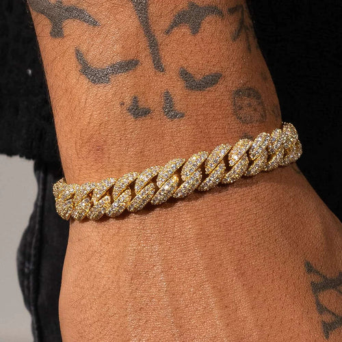 10MM BRACELET ICED CUBAN LINK – 18K GOLD PLATED – TS JEWELS