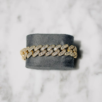 15MM BRACELET BAGUETTE CUBAN LINK – 18K GOLD PLATED