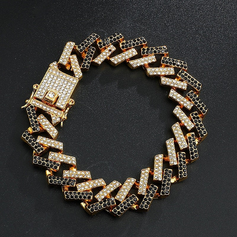 SET CUBAN MIAMI BLACK (ICED) 15MM – TS JEWELS PREMIUM COLLECTION