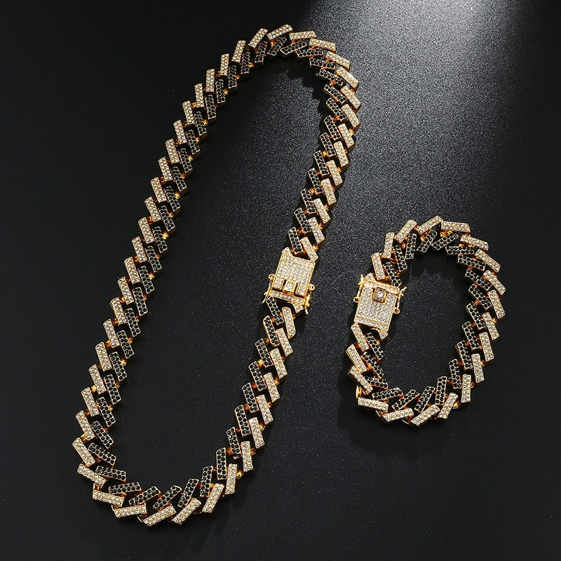SET CUBAN MIAMI BLACK (ICED) 15MM – TS JEWELS PREMIUM COLLECTION