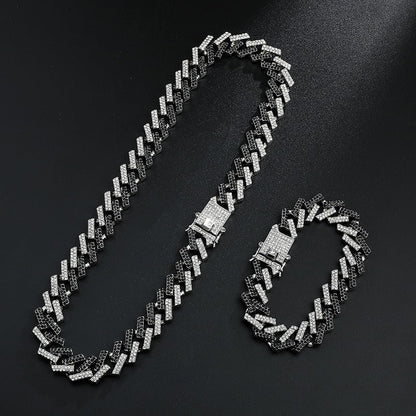SET CUBAN MIAMI BLACK (ICED) 15MM – TS JEWELS PREMIUM COLLECTION