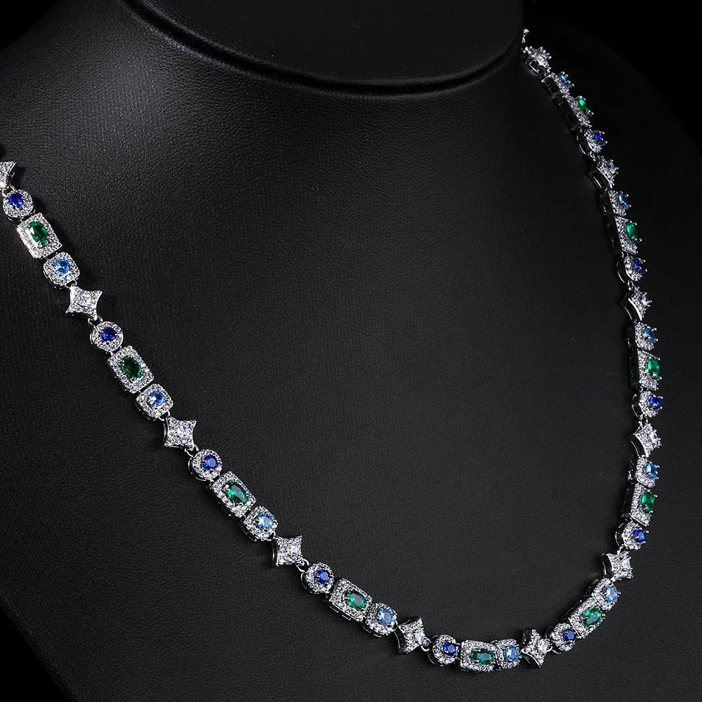 CHAIN + BRACELET TENNIS 6MM RECTANGULAR COLOUR – TS JEWELS