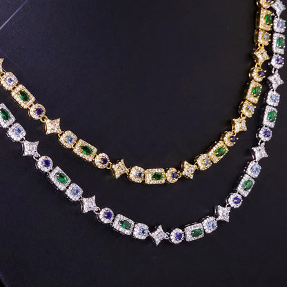 CHAIN + BRACELET TENNIS 6MM RECTANGULAR COLOUR – TS JEWELS