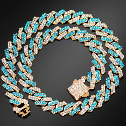 CHAIN + BRACELET CUBAN LINK 14MM BLUE – TS JEWELS PREMIUM COLLECTION