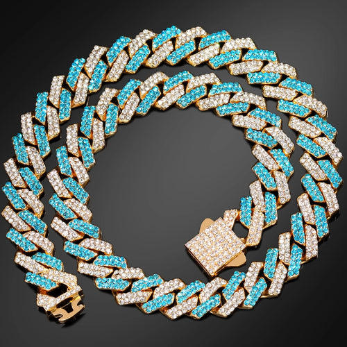 CHAIN + BRACELET CUBAN LINK 14MM BLUE – TS JEWELS PREMIUM COLLECTION