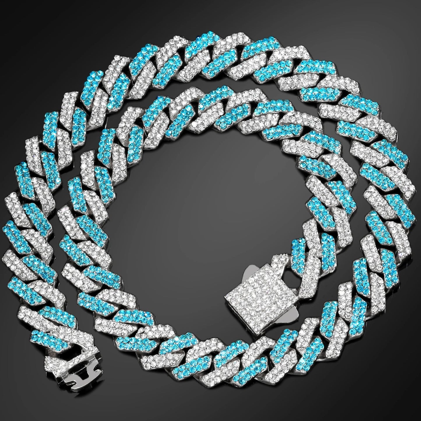 CHAIN + BRACELET CUBAN LINK 14MM BLUE – TS JEWELS PREMIUM COLLECTION