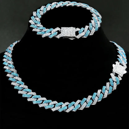 CHAIN + BRACELET CUBAN LINK 14MM BLUE – TS JEWELS PREMIUM COLLECTION